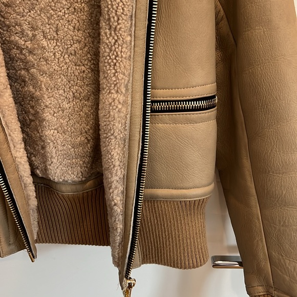 Sandro Paris shearling and leather bomber jacket - size 3 - Picture 3 of 5